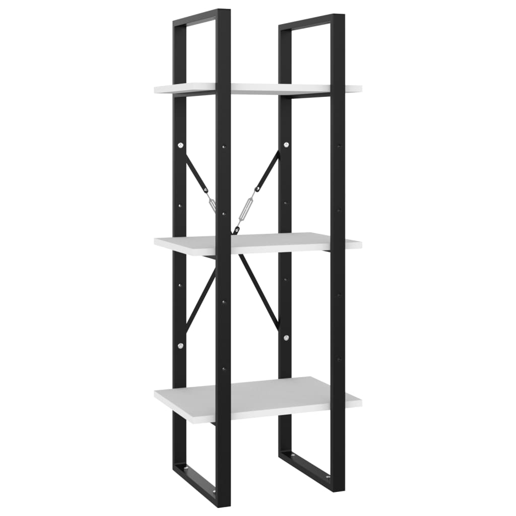 Bokhylle 3 Nivåer Hvit 40X30X105 Cm Konstruert Tre