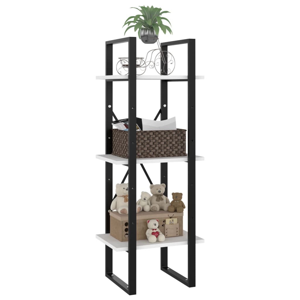 Bokhylle 3 Nivåer Hvit 40X30X105 Cm Konstruert Tre