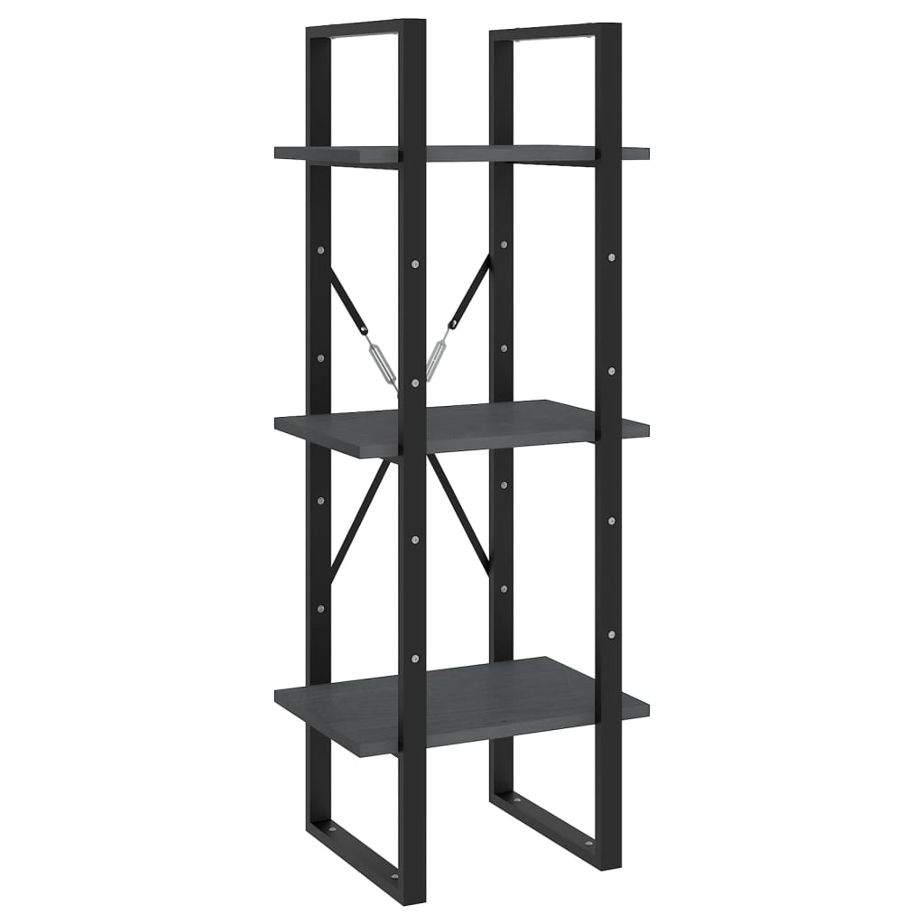 Bokhylle 3 Nivåer Grå 40X30X105 Cm Heltre Furu