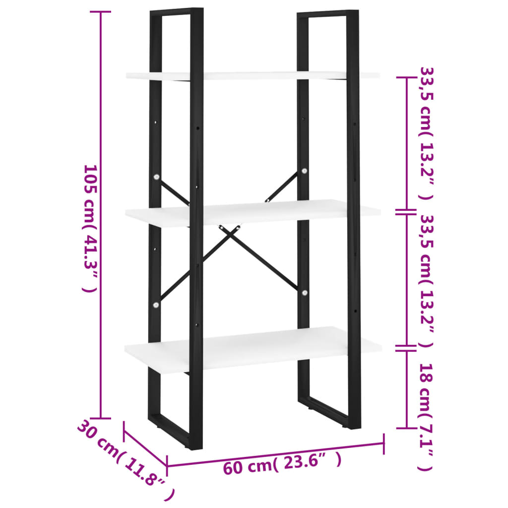 Oppbevaringshylle Hvit 60X30X105 Cm Konstruert Tre