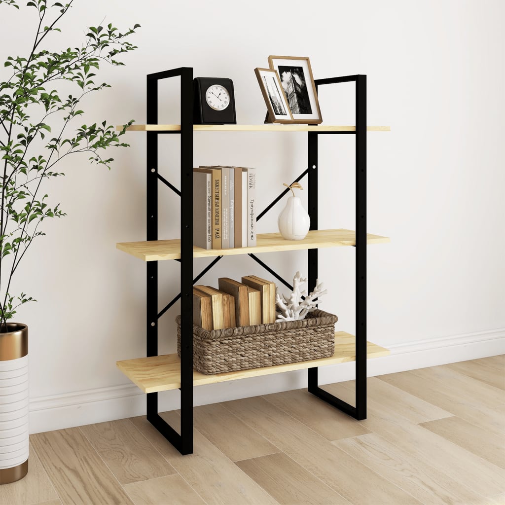 Bokhylle 3 Nivåer 80X30X105 Cm Heltre Furu