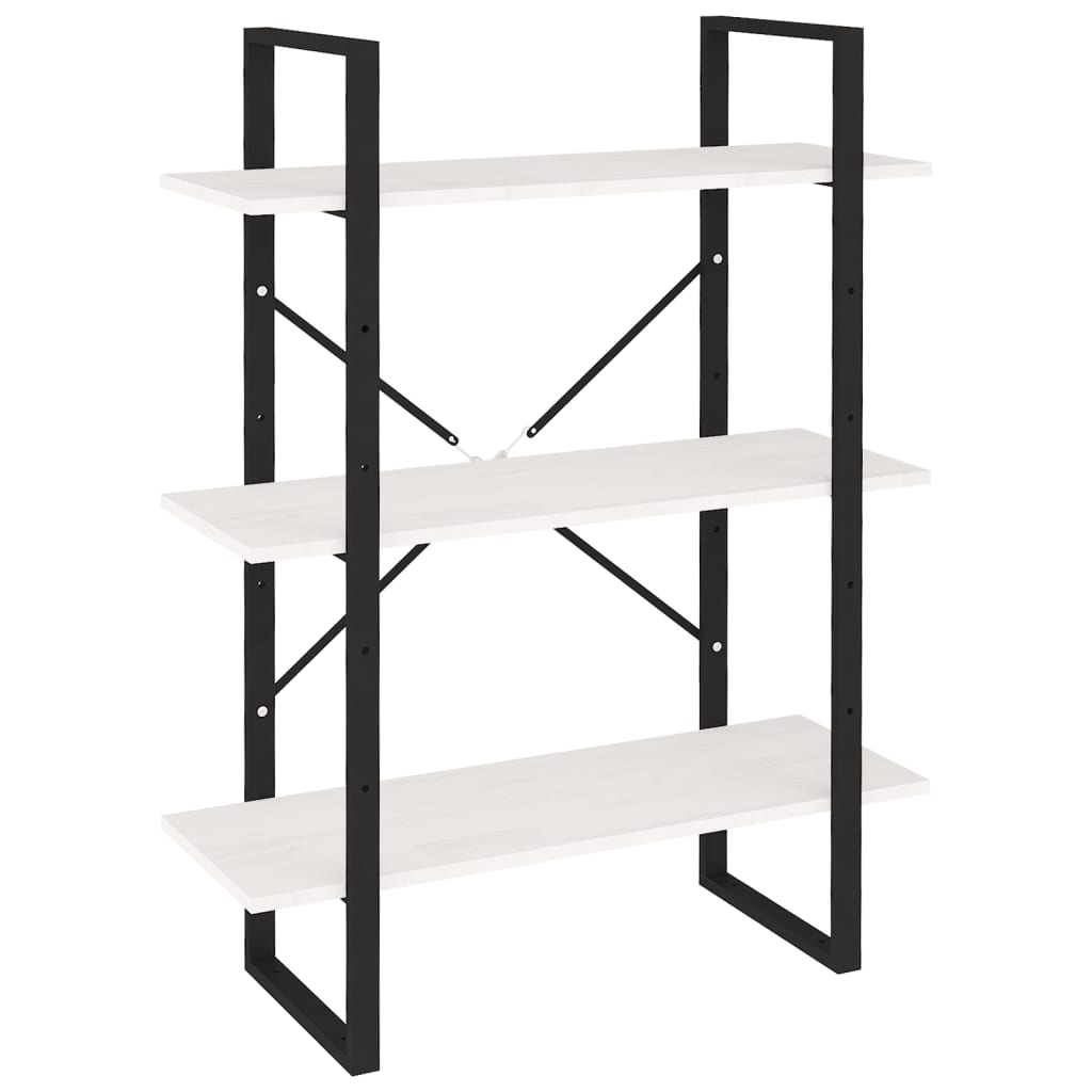 Bokhylle 3 Nivåer Hvit 80X30X105 Cm Heltre Furu