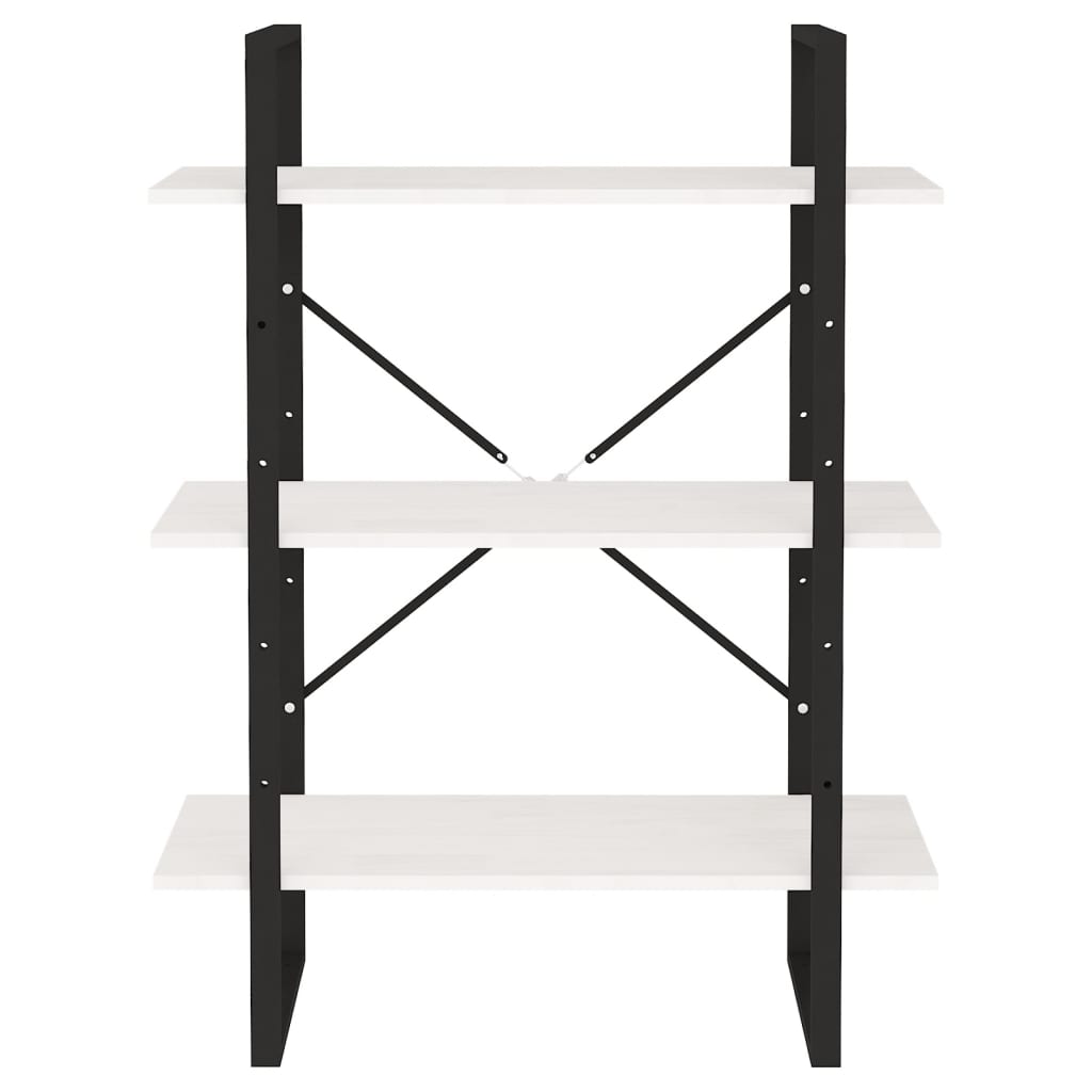 Bokhylle 3 Nivåer Hvit 80X30X105 Cm Heltre Furu