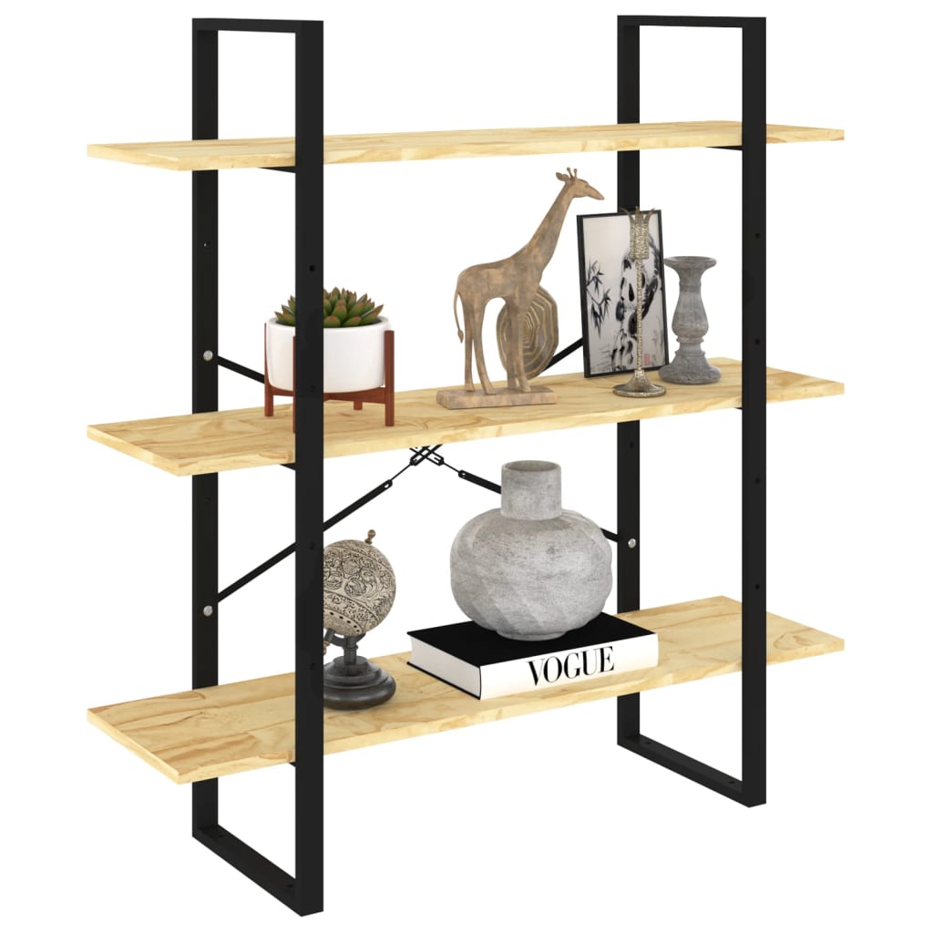 Bokhylle 3 Nivåer 100X30X105 Cm Heltre Furu