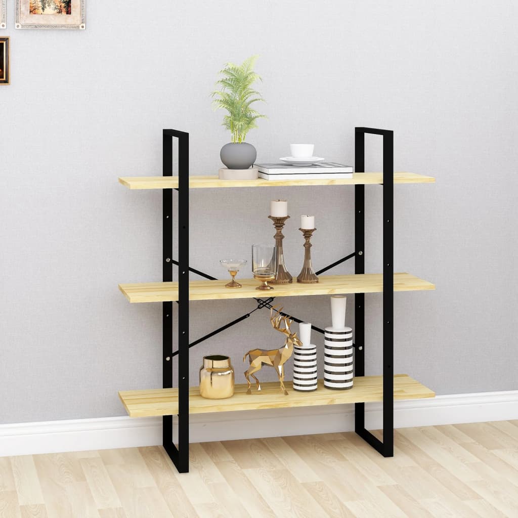 Bokhylle 3 Nivåer 100X30X105 Cm Heltre Furu