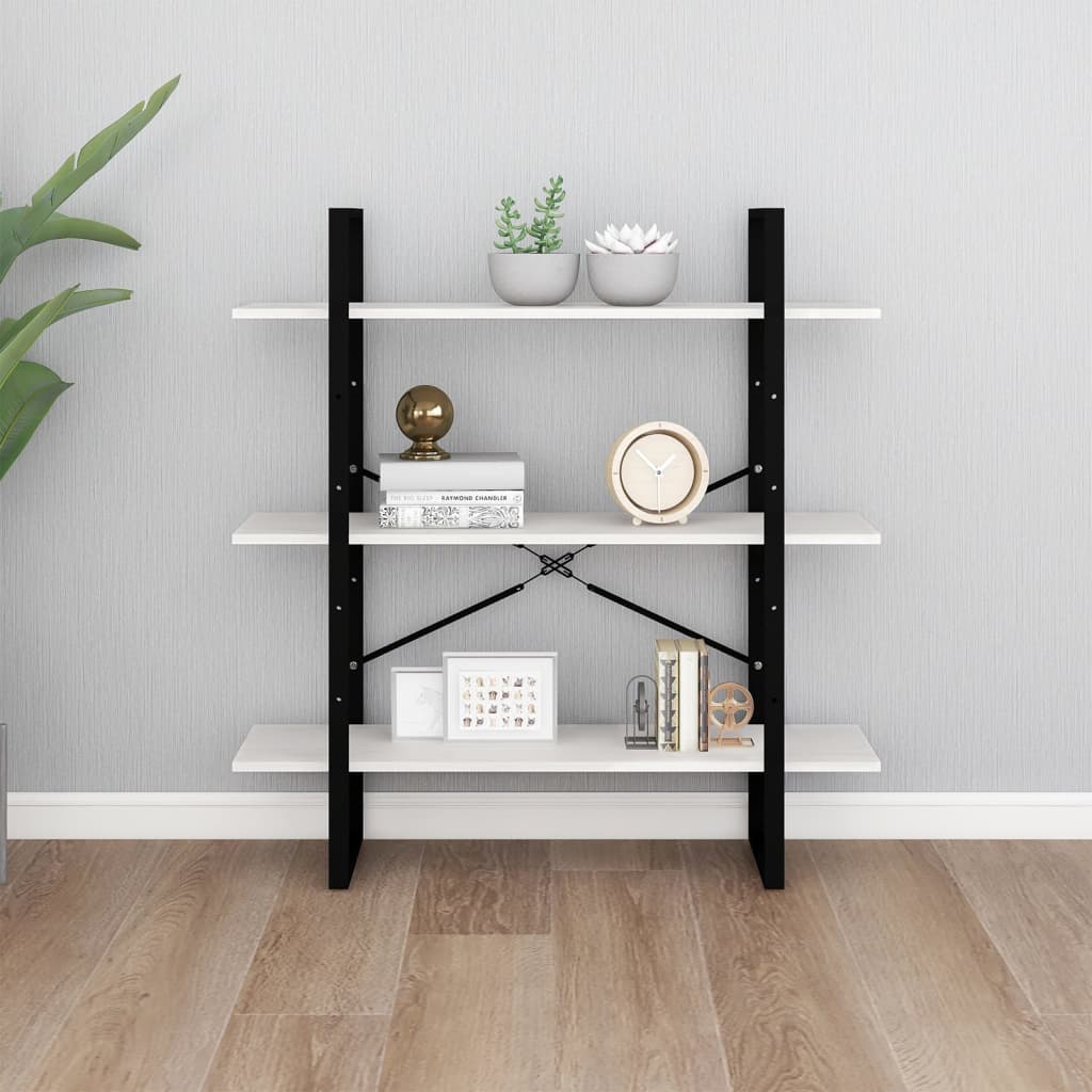Bokhylle 3 Nivåer Hvit 100X30X105 Cm Heltre Furu