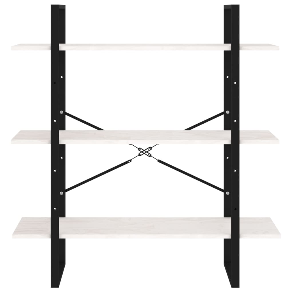 Bokhylle 3 Nivåer Hvit 100X30X105 Cm Heltre Furu