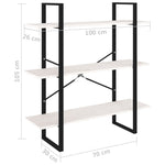 Bokhylle 3 Nivåer Hvit 100X30X105 Cm Heltre Furu