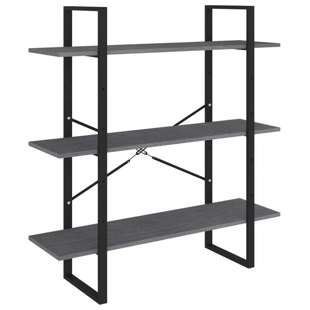 Bokhylle 3 Nivåer Grå 100X30X105 Cm Heltre Furu