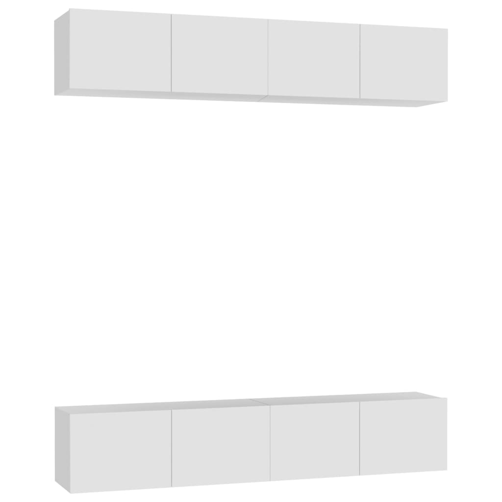 Tv-Benker 4 Stk Hvit 80X30X30 Cm Konstruert Tre