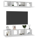 Tv-Benker 4 Stk Hvit 80X30X30 Cm Konstruert Tre
