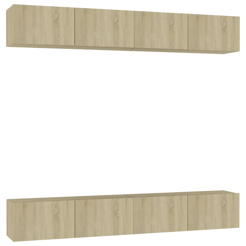 Tv-Benker 4 Stk Sonoma Eik 100X30X30 Cm Konstruert Tre