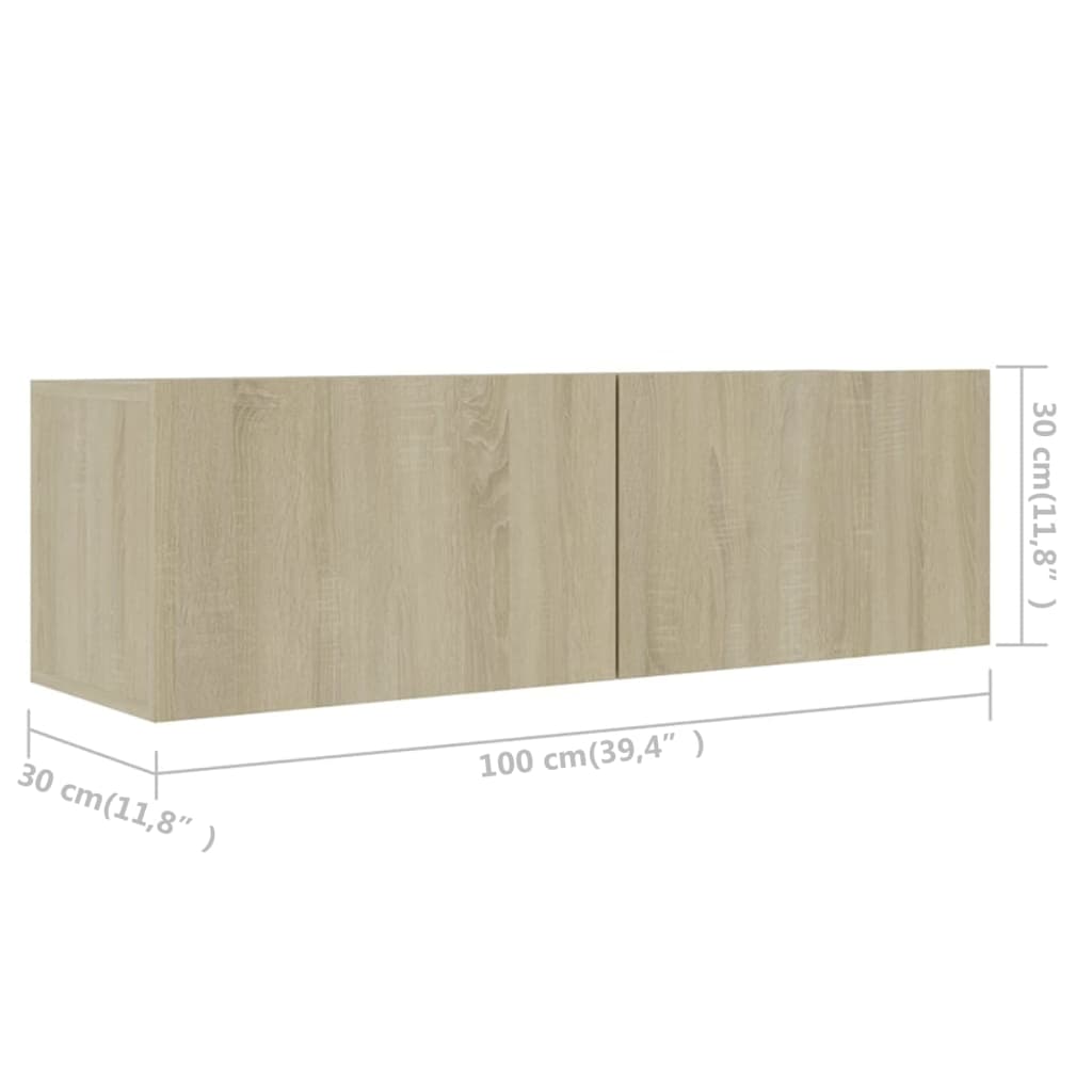 Tv-Benker 4 Stk Sonoma Eik 100X30X30 Cm Konstruert Tre