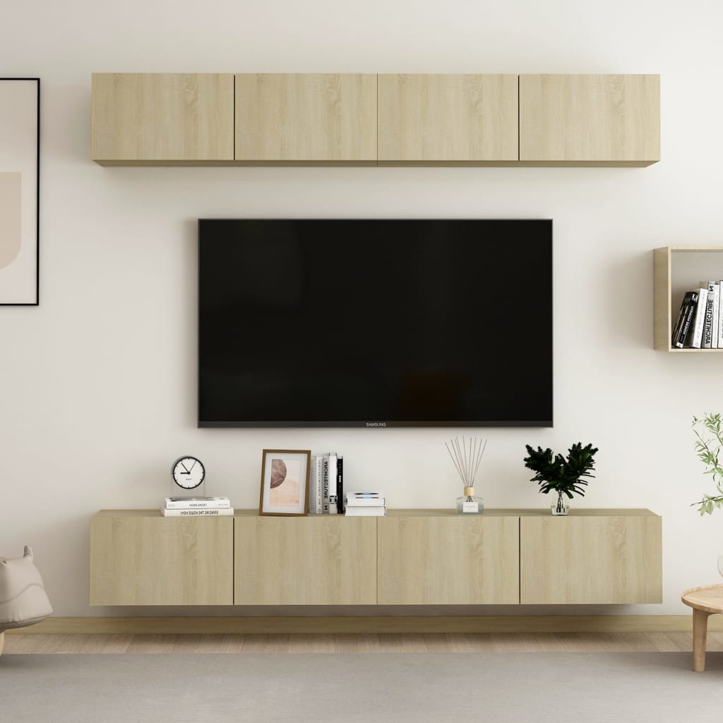 Tv-Benker 4 Stk Sonoma Eik 100X30X30 Cm Konstruert Tre
