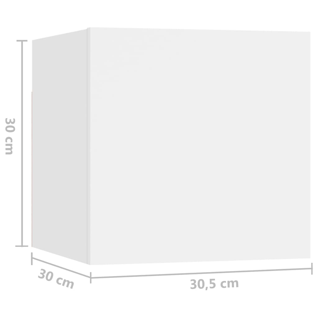 Nattbord Høyglans Hvit 30,5X30X30 Cm Konstruert Tre
