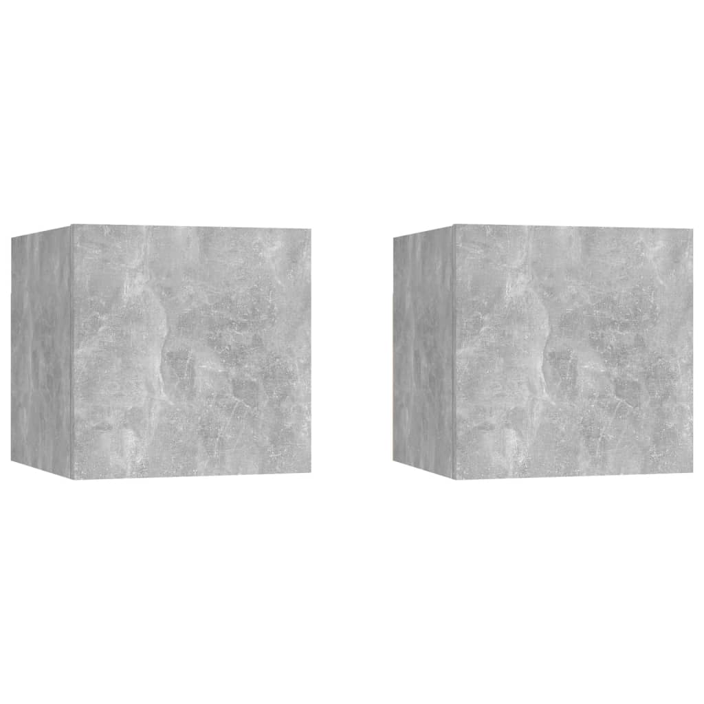 Nattbord 2 Stk Betonggrå 30,5X30X30 Cm Konstruert Tre
