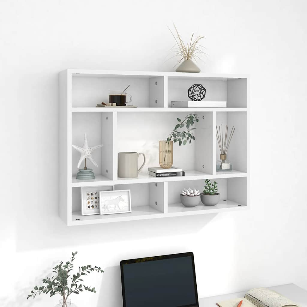 Vegghylle Hvit 75X16X55 Cm Konstruert Tre
