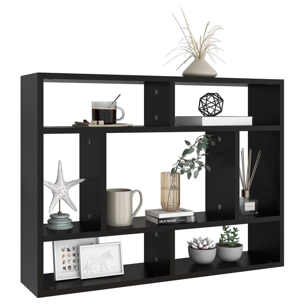 Vegghylle Svart 75X16X55 Cm Konstruert Tre