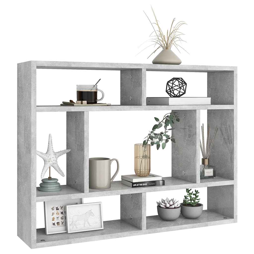 Vegghylle Betonggrå 75X16X55 Cm Konstruert Tre