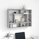 Vegghylle Betonggrå 75X16X55 Cm Konstruert Tre