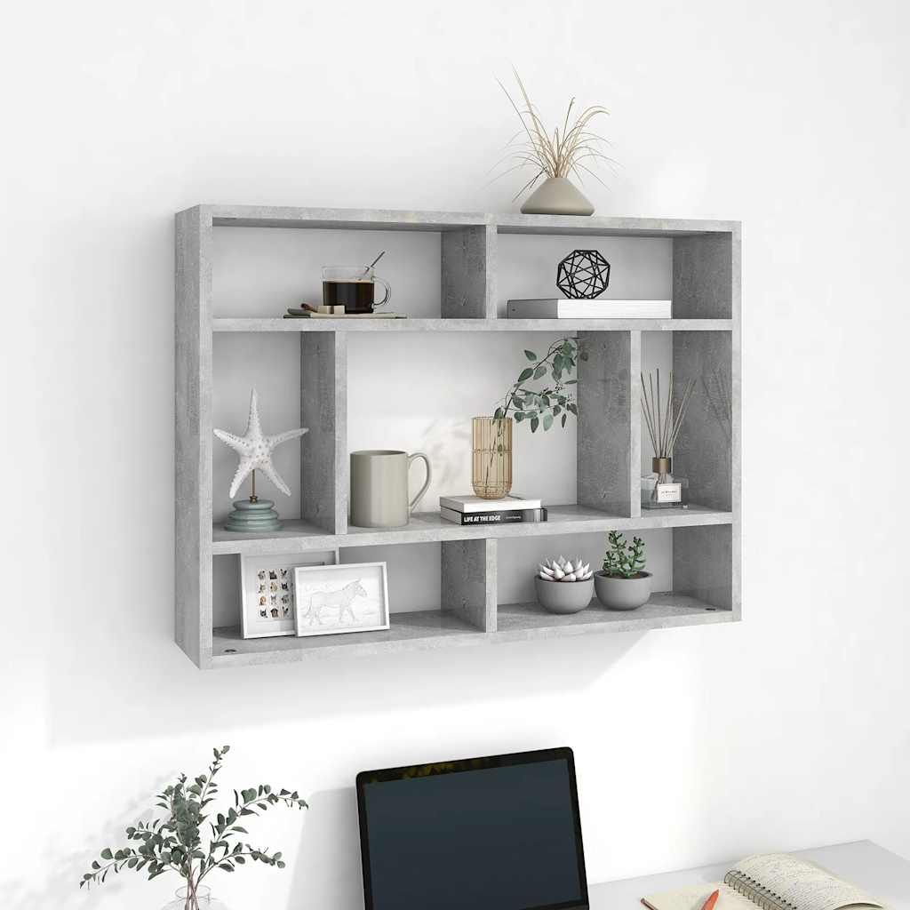Vegghylle Betonggrå 75X16X55 Cm Konstruert Tre