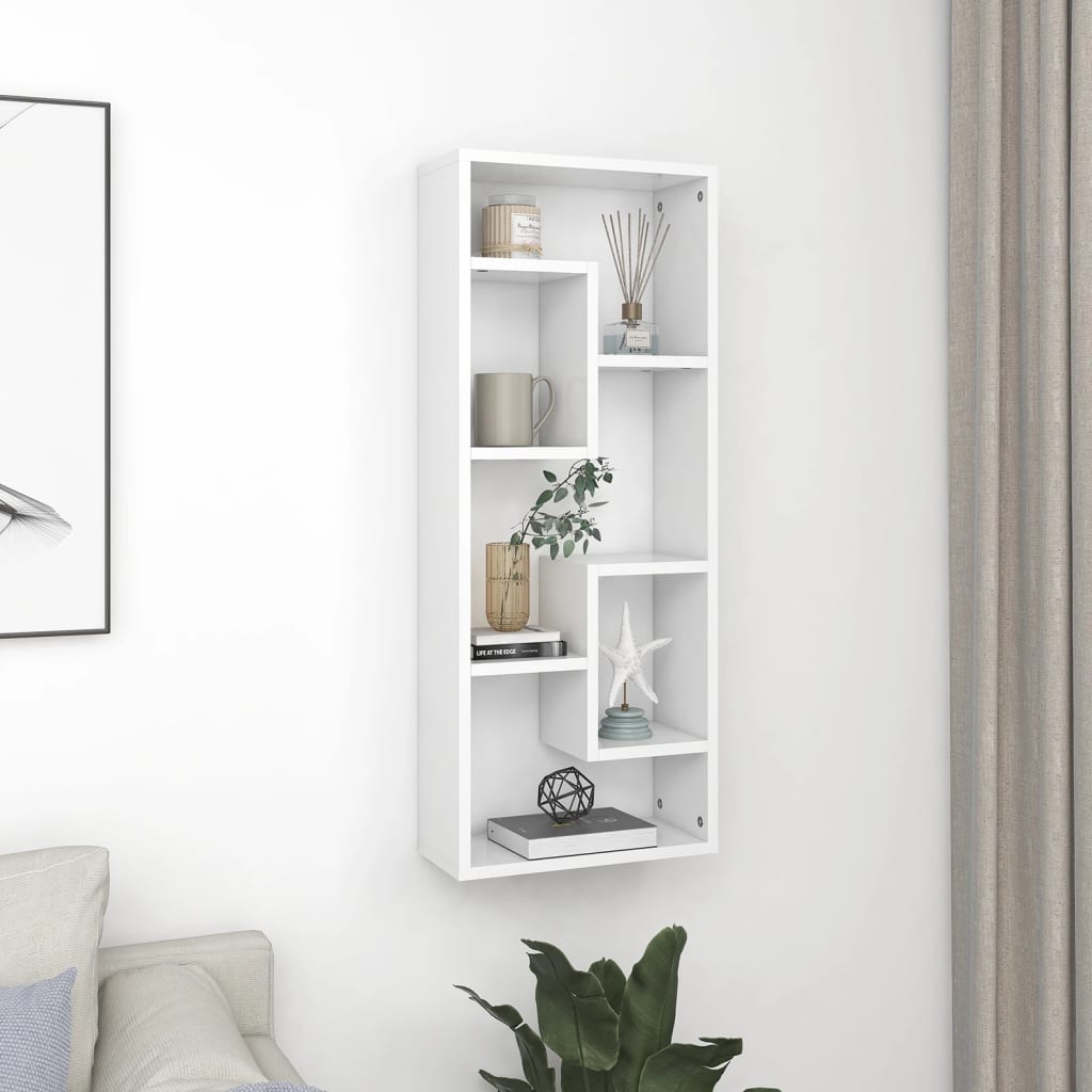 Vegghylle Hvit 36X16X90 Cm Konstruert Tre