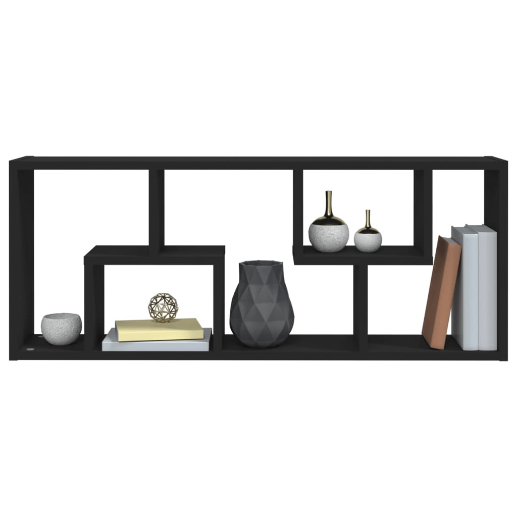 Vegghylle Svart 36X16X90 Cm Konstruert Tre