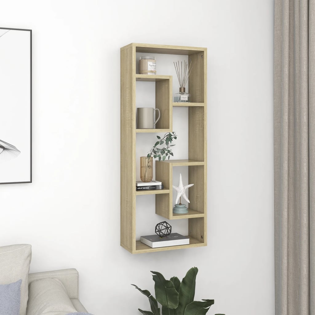 Vegghylle Sonoma Eik 36X16X90 Cm Konstruert Tre