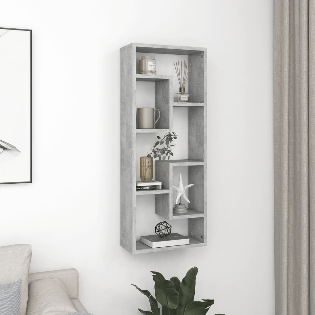 Vegghylle Betonggrå 36X16X90 Cm Konstruert Tre