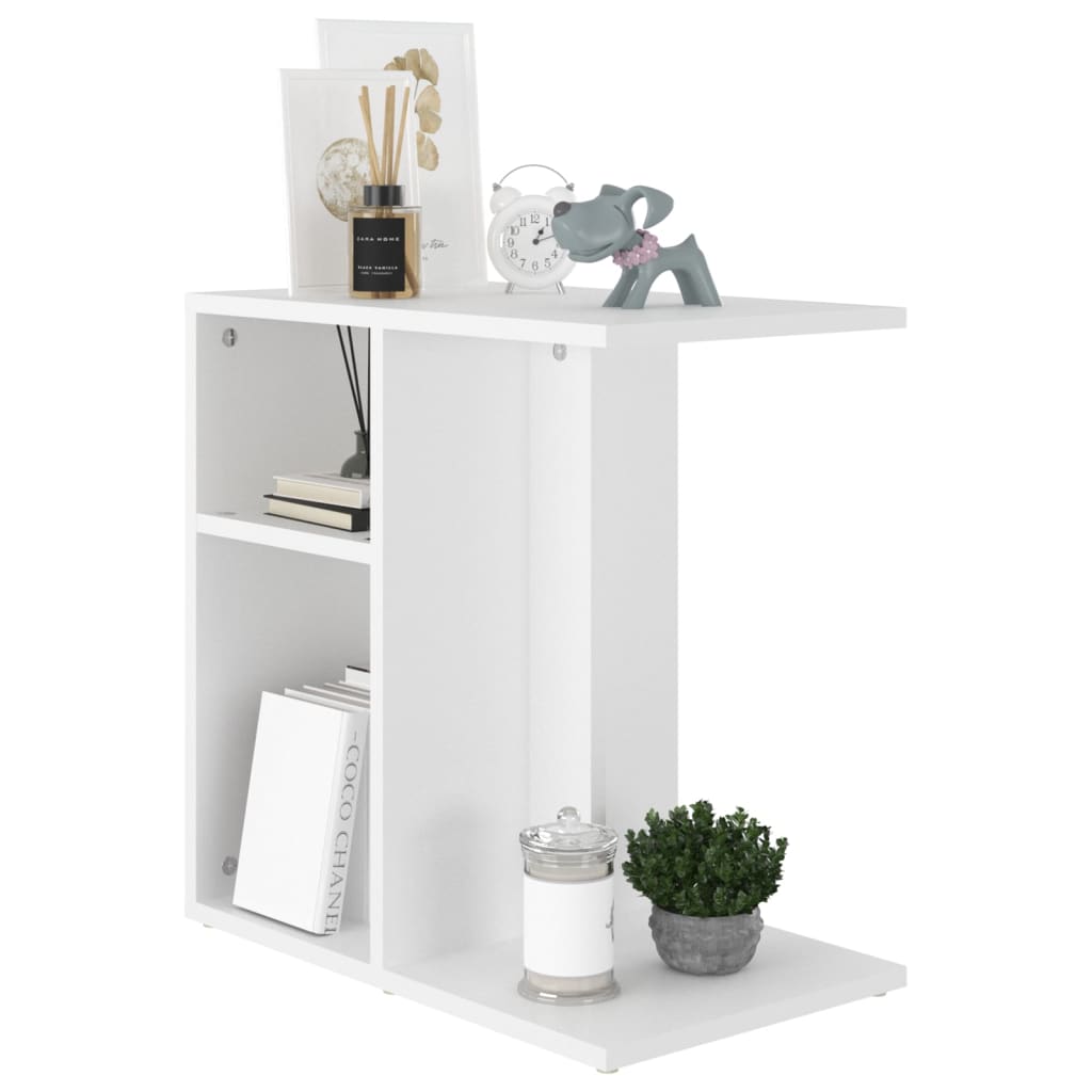 Sidebord Hvit 50X30X50 Cm Konstruert Tre