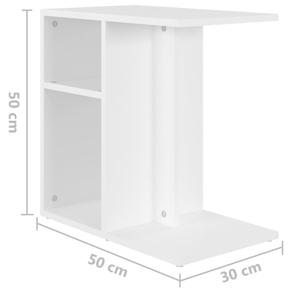 Sidebord Hvit 50X30X50 Cm Konstruert Tre