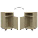 Sideskap Med Hjul Sonoma Eik 33X38X60 Cm Konstruert Tre