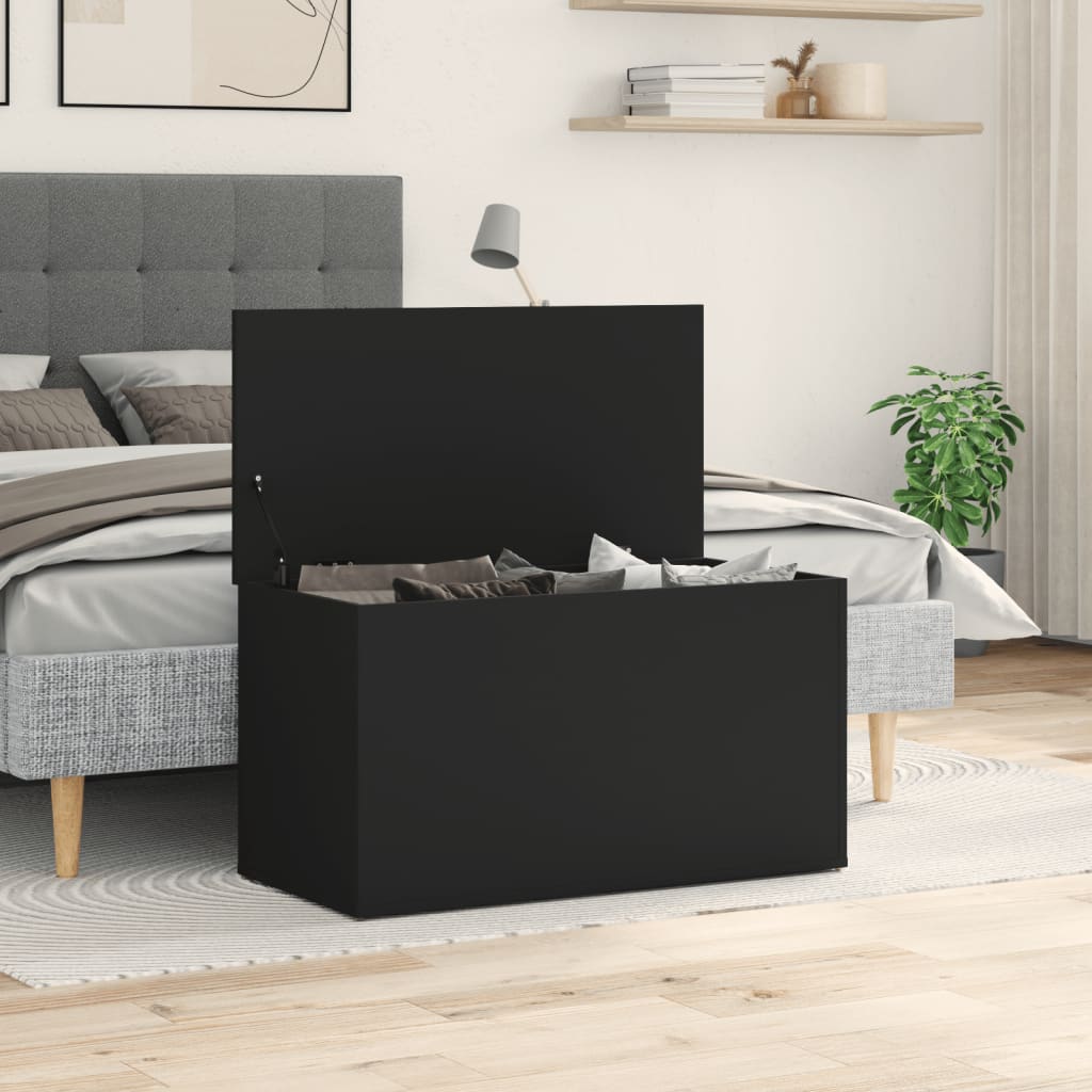 Oppbevaringskiste Svart 84X42X46 Cm Konstruert Tre