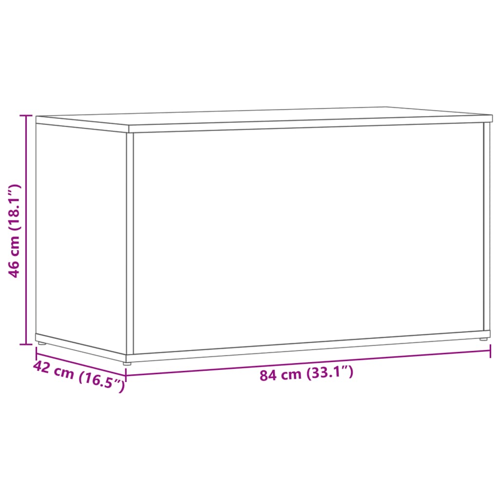 Oppbevaringskiste Betonggrå 84X42X46 Cm Konstruert Tre