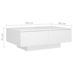 Salongbord Hvit 90X60X31 Cm Konstruert Tre