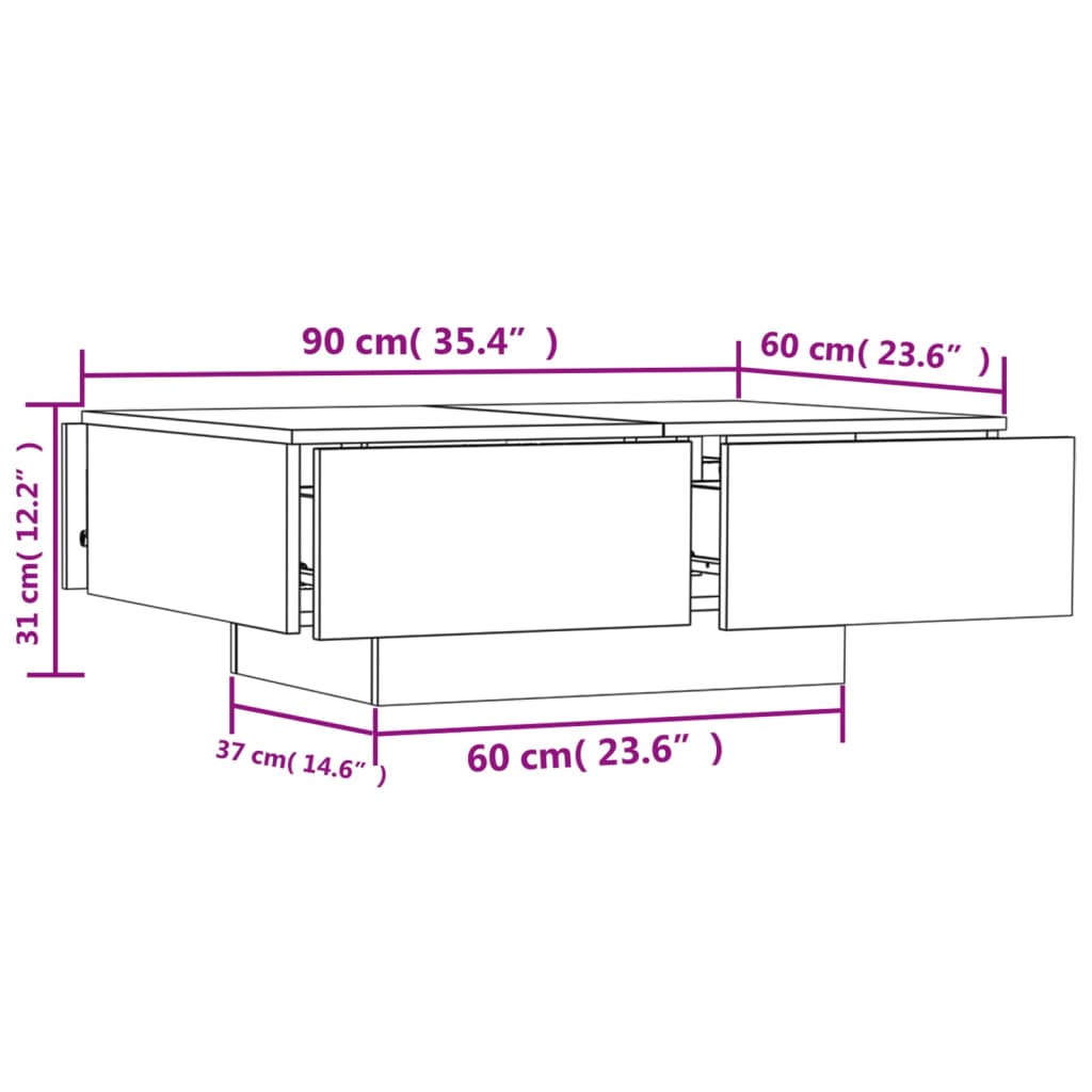 Salongbord Betonggrå 90X60X31 Cm Konstruert Tre