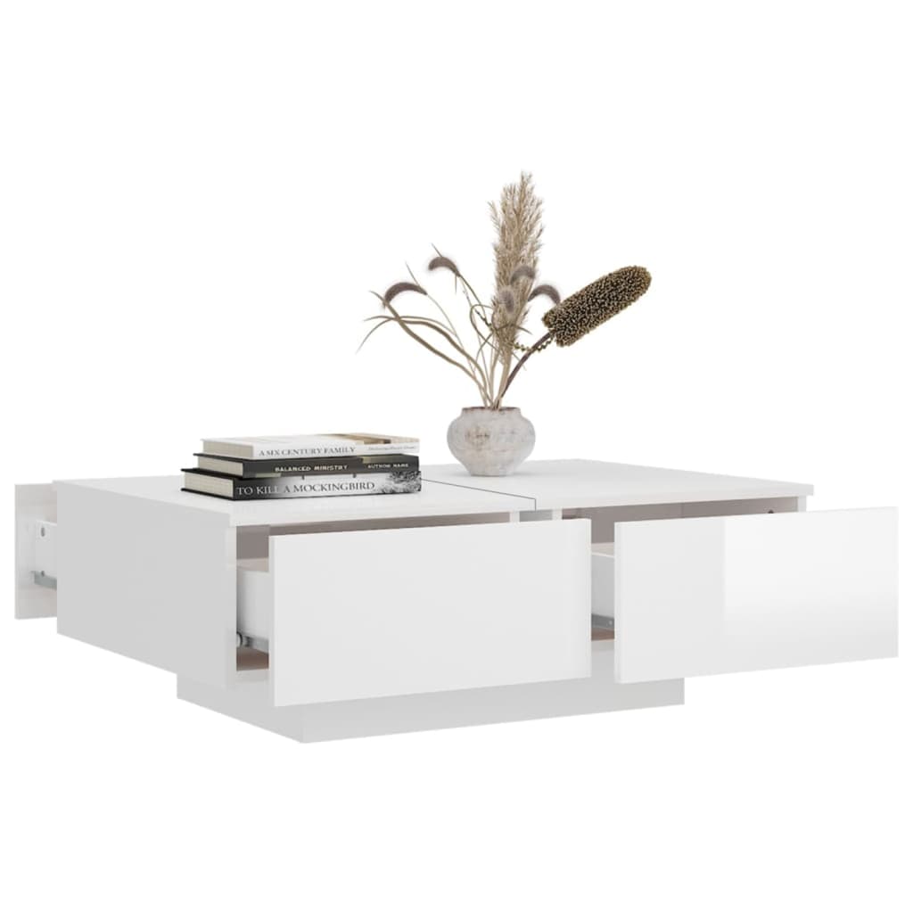 Salongbord Høyglans Hvit 90X60X31 Cm Konstruert Tre