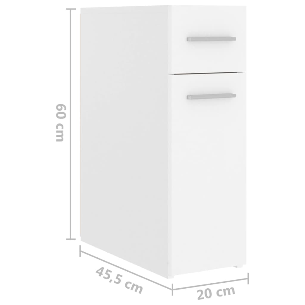 Apotekskap Hvit 20X45,5X60 Cm Konstruert Tre