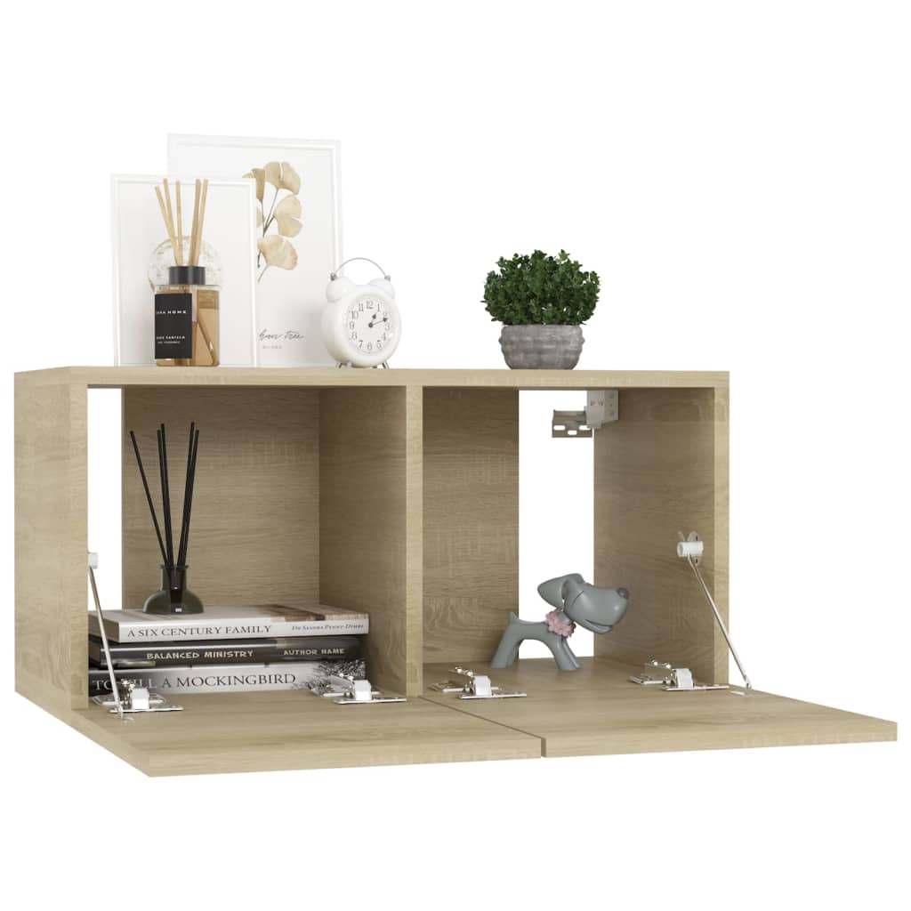 Hengende Tv-Benker 2 Stk Sonoma Eik 60X30X30 Cm