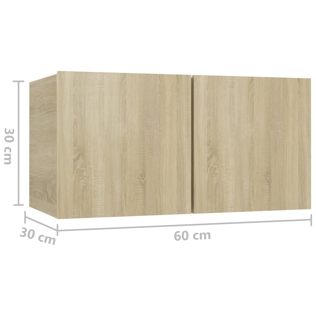 Hengende Tv-Benker 2 Stk Sonoma Eik 60X30X30 Cm