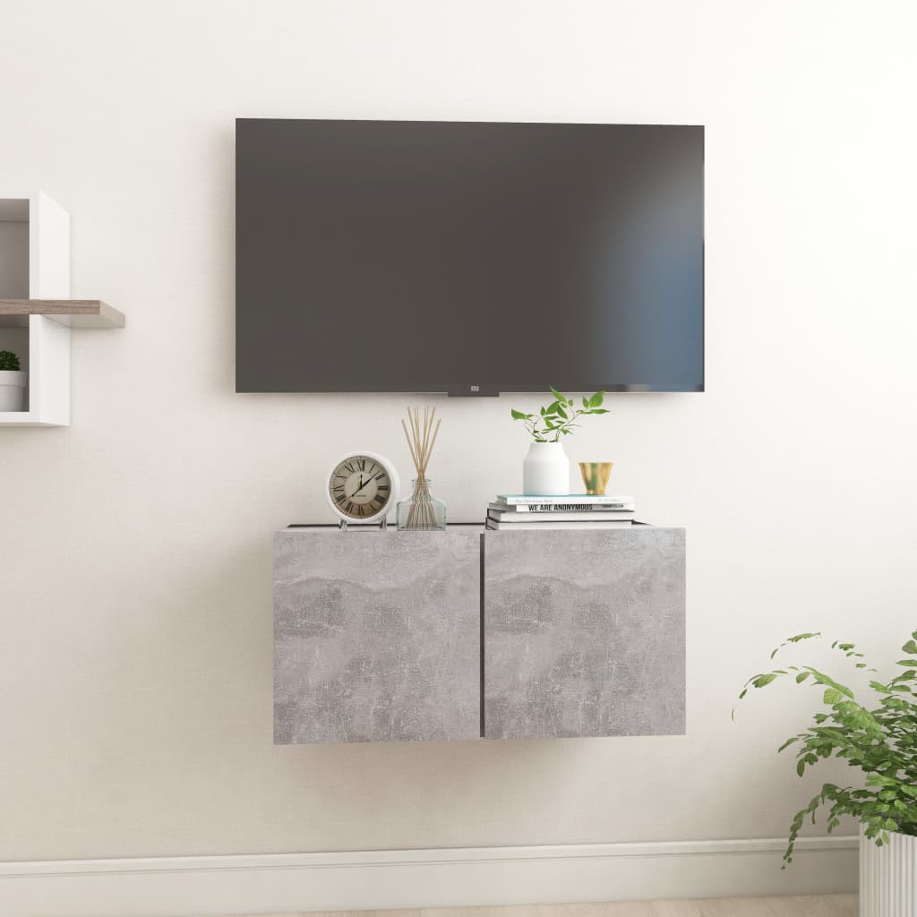 Hengende Tv-Benk Betonggrå 60X30X30 Cm