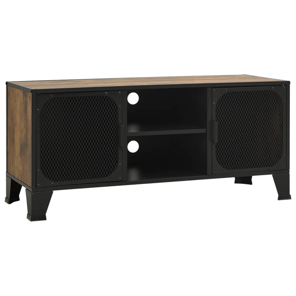 Tv-Benk Rustikk Brun 105X36X47Cm Metall Og Mdf