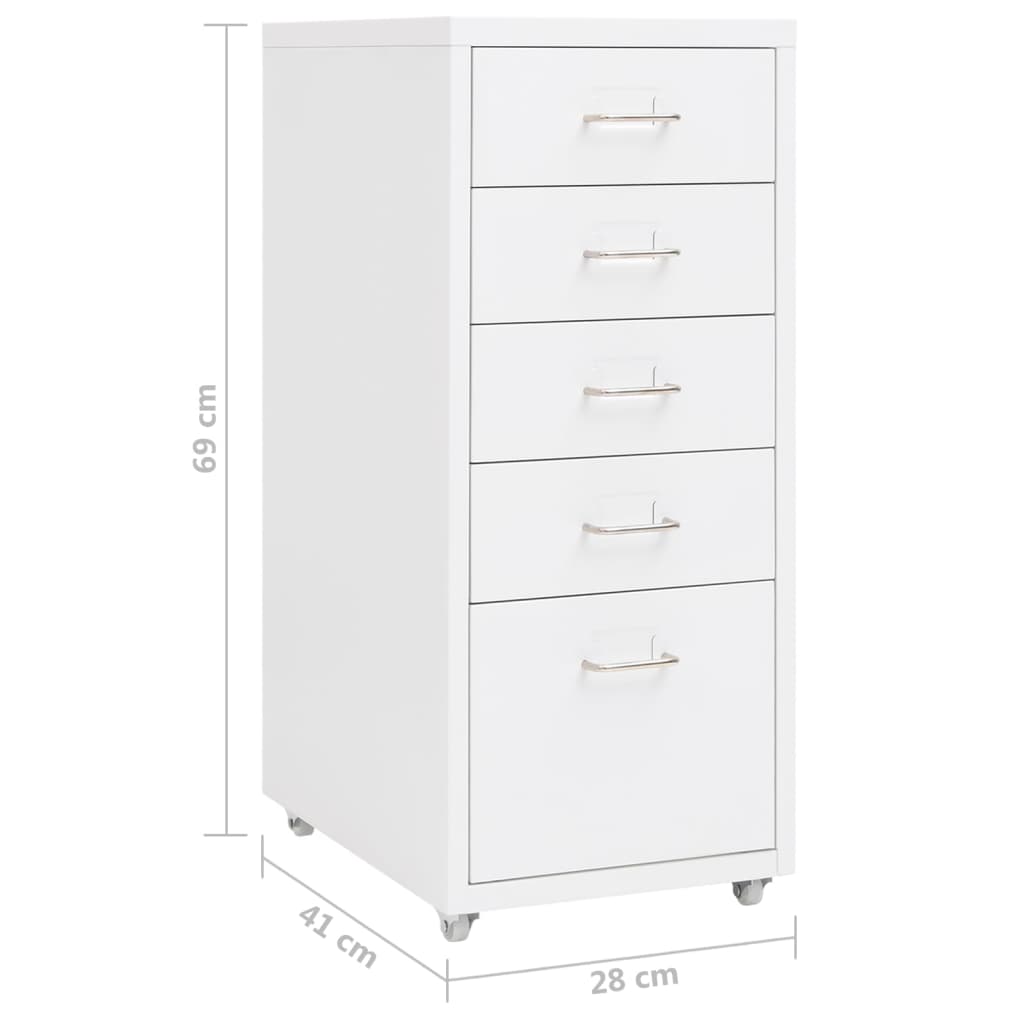 Mobilt Arkivskap Hvit 28X41X69 Cm Metall