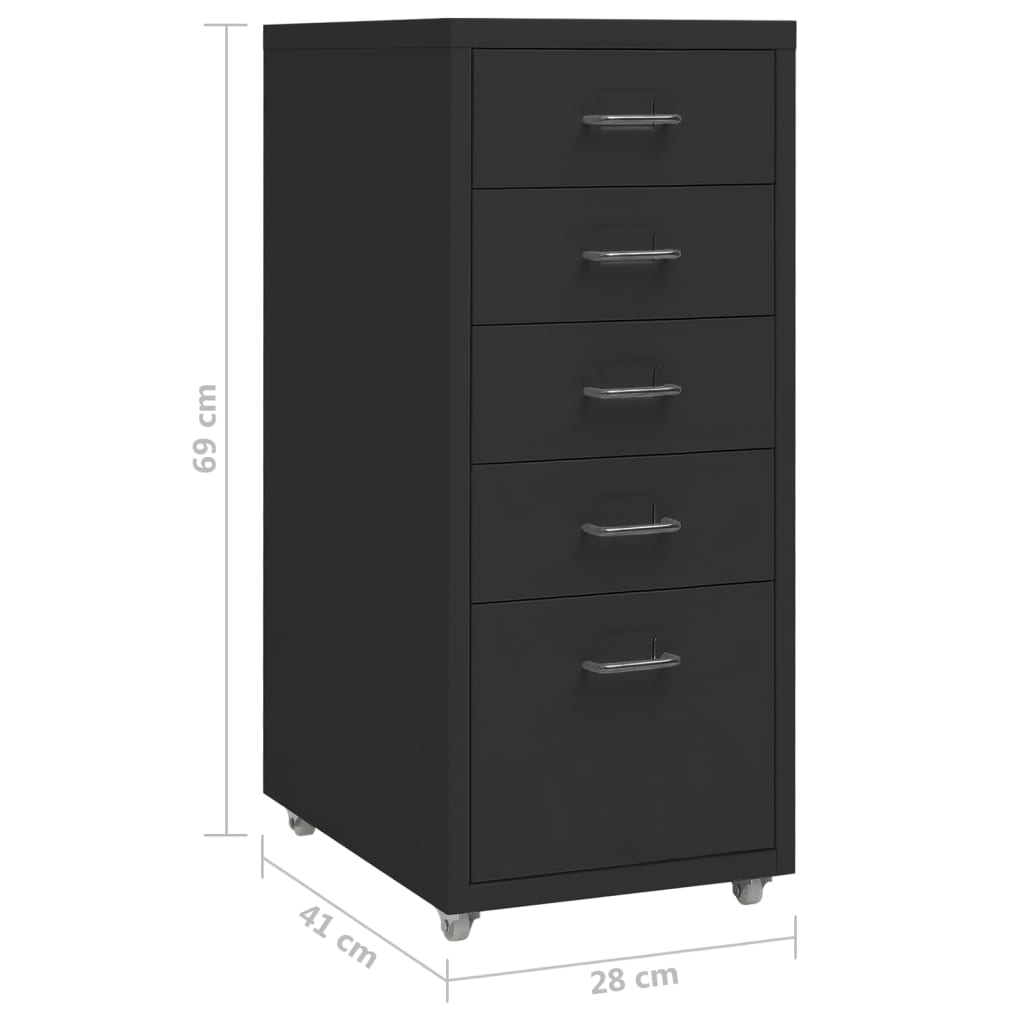 Mobilt Arkivskap Svart 28X41X69 Cm Metall