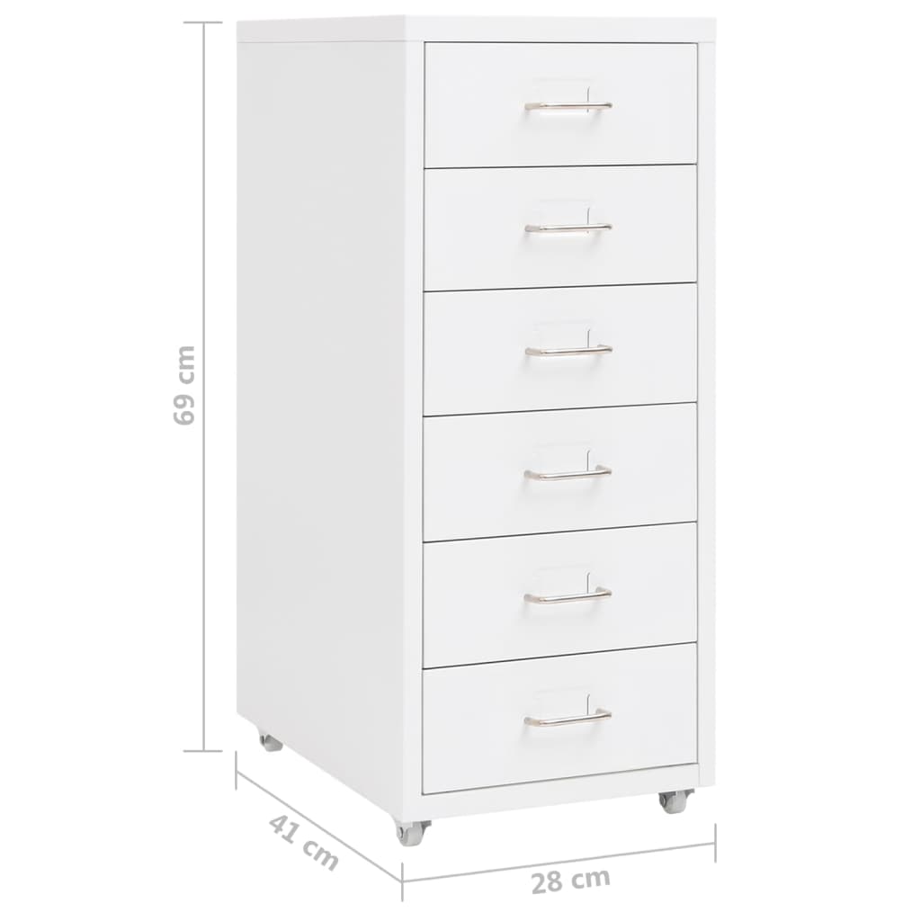 Mobilt Arkivskap Hvit 28X41X69 Cm Metall