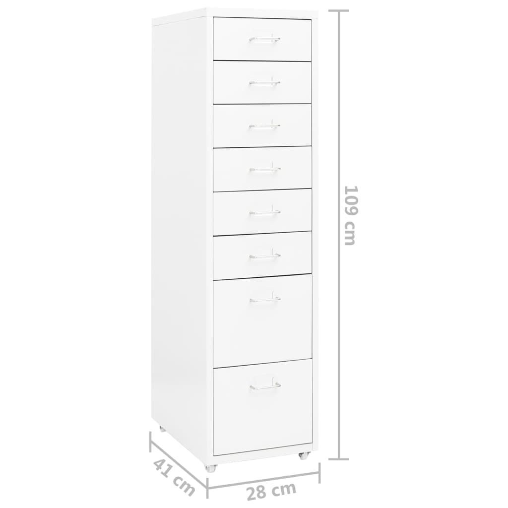 Mobilt Arkivskap Hvit 28X41X109 Cm Metall