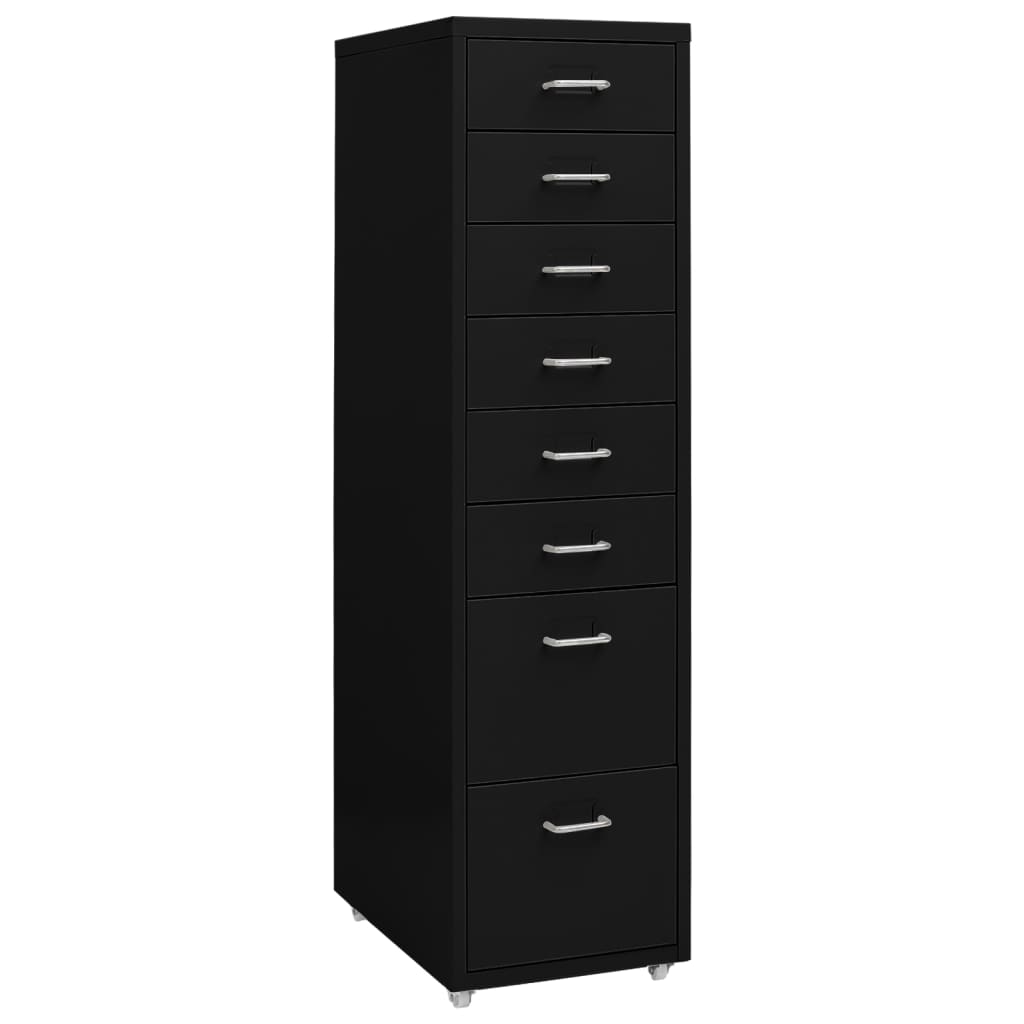 Mobilt Arkivskap Svart 28X41X109 Cm Metall