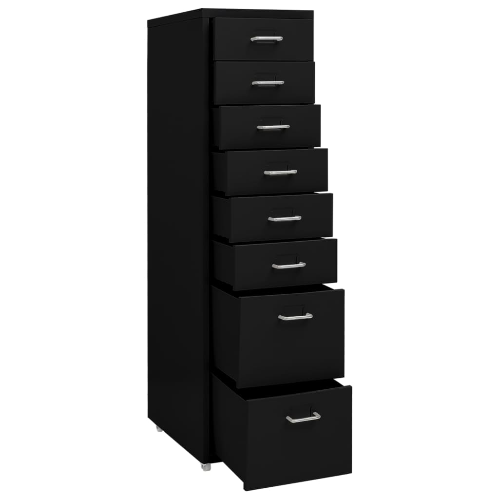 Mobilt Arkivskap Svart 28X41X109 Cm Metall