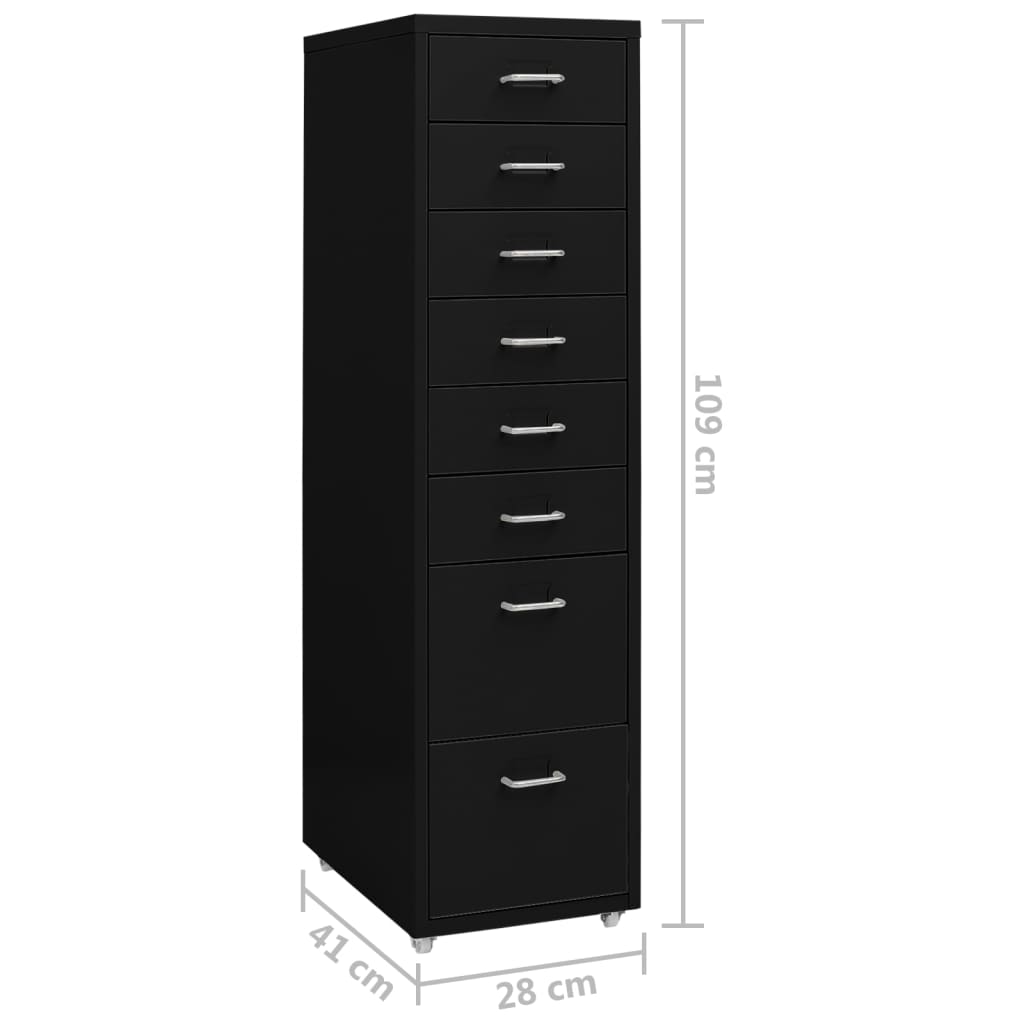 Mobilt Arkivskap Svart 28X41X109 Cm Metall