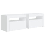 Nattbord Med Led 2 Stk Hvit 60X35X40 Cm